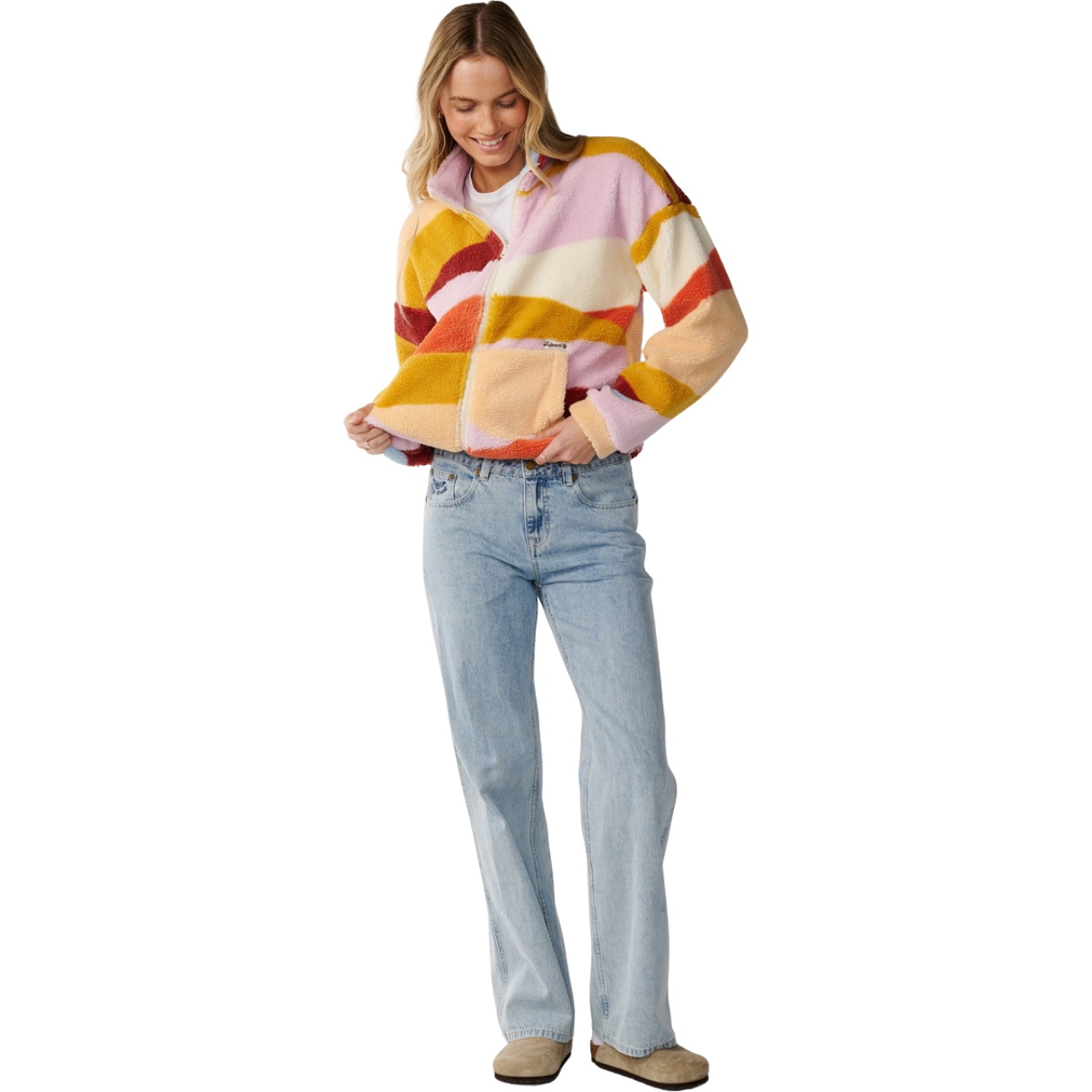 2026 Rip Curl Dames Retro Swell Standaard Polair Ritsdoor Fleece 0D7WFL - Multi